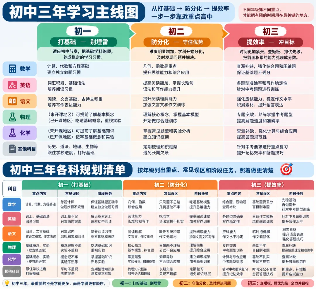 目标重点高中,初一到初三各科到底怎么安排?-第1张图片-四季读书网 目标重点高中,初一到初三各科到底怎么安排?-第1张图片-四季读书网