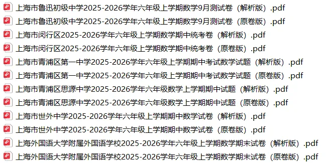 上海6上各科试卷整理汇总目录(2026.10.9更新)-第14张图片-四季读书网