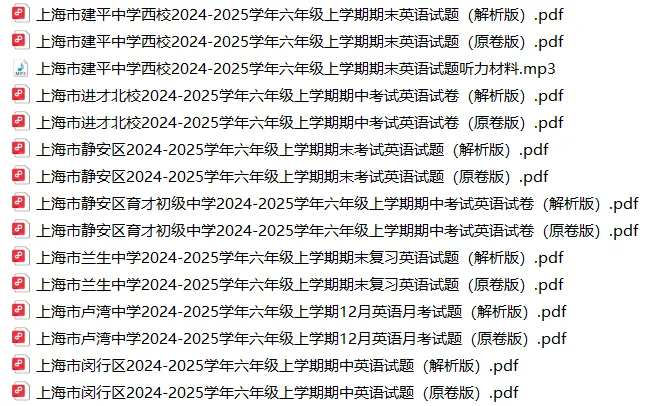 上海6上各科试卷整理汇总目录(2026.10.9更新)-第27张图片-四季读书网