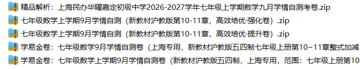 上海7上各科试卷整理汇总目录(2026.10.9)-第20张图片-四季读书网