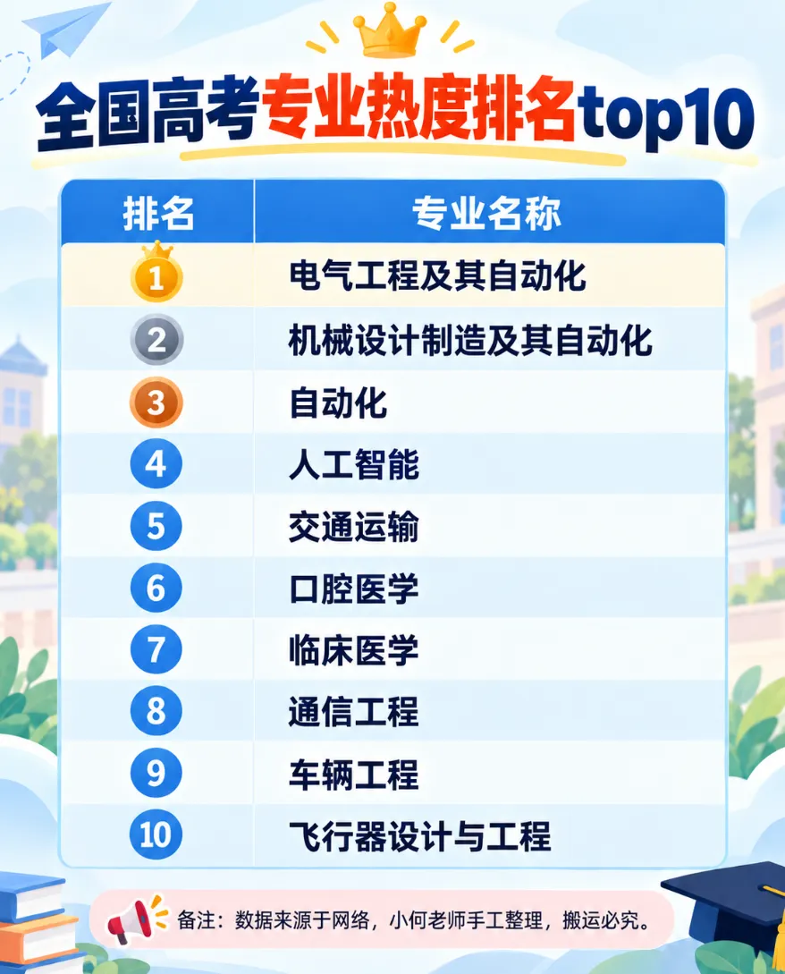 全国高考专业热度“大洗牌”!人工智能仅排第4,第一名霸榜多年!-第1张图片-四季读书网 全国高考专业热度“大洗牌”!人工智能仅排第4,第一名霸榜多年!-第1张图片-四季读书网