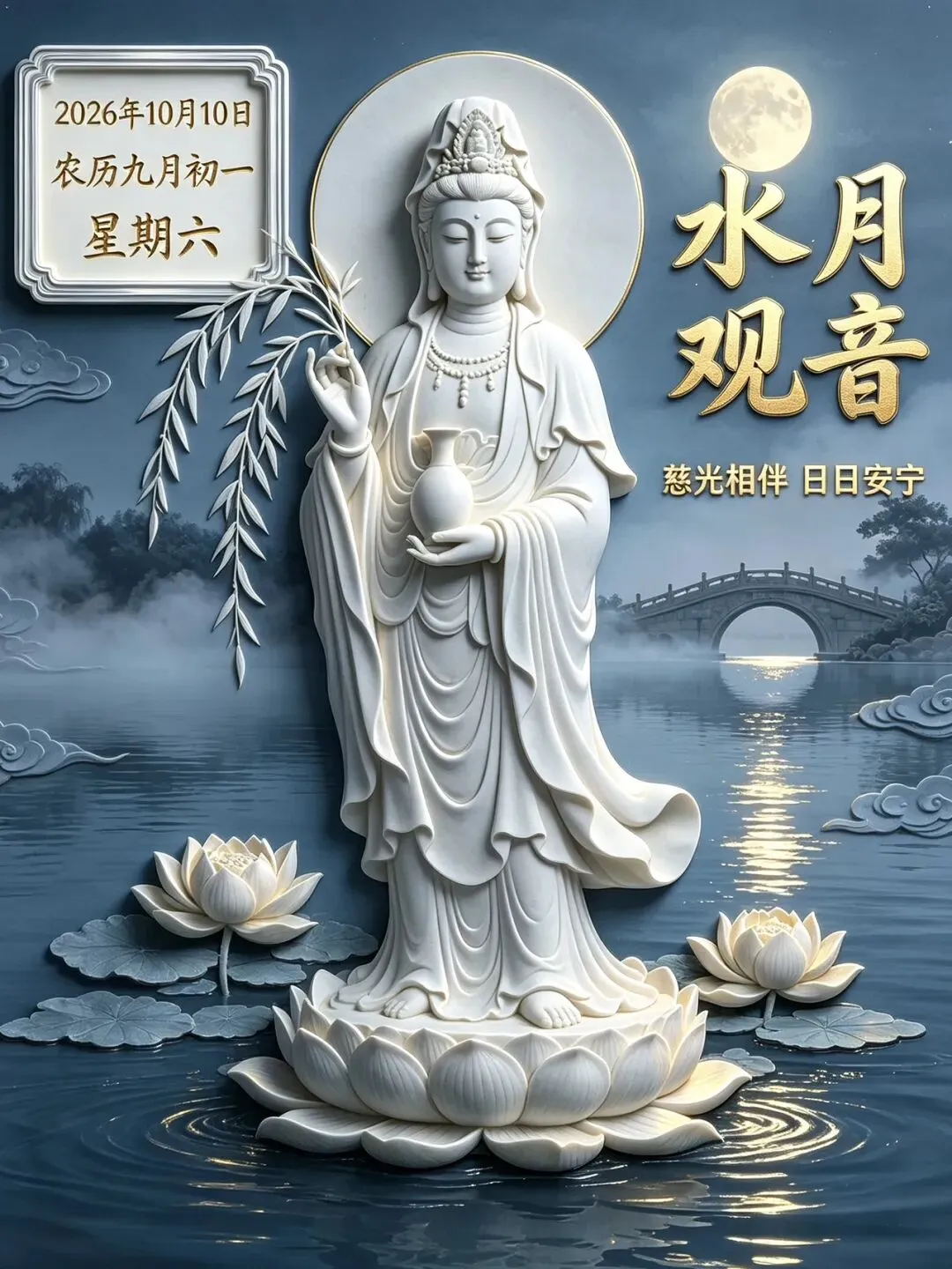 九月初一,香期吉日,29张观音早上好图片带日期,愿心怀善念,承蒙菩萨护佑,福气常伴左右-第2张图片-四季读书网