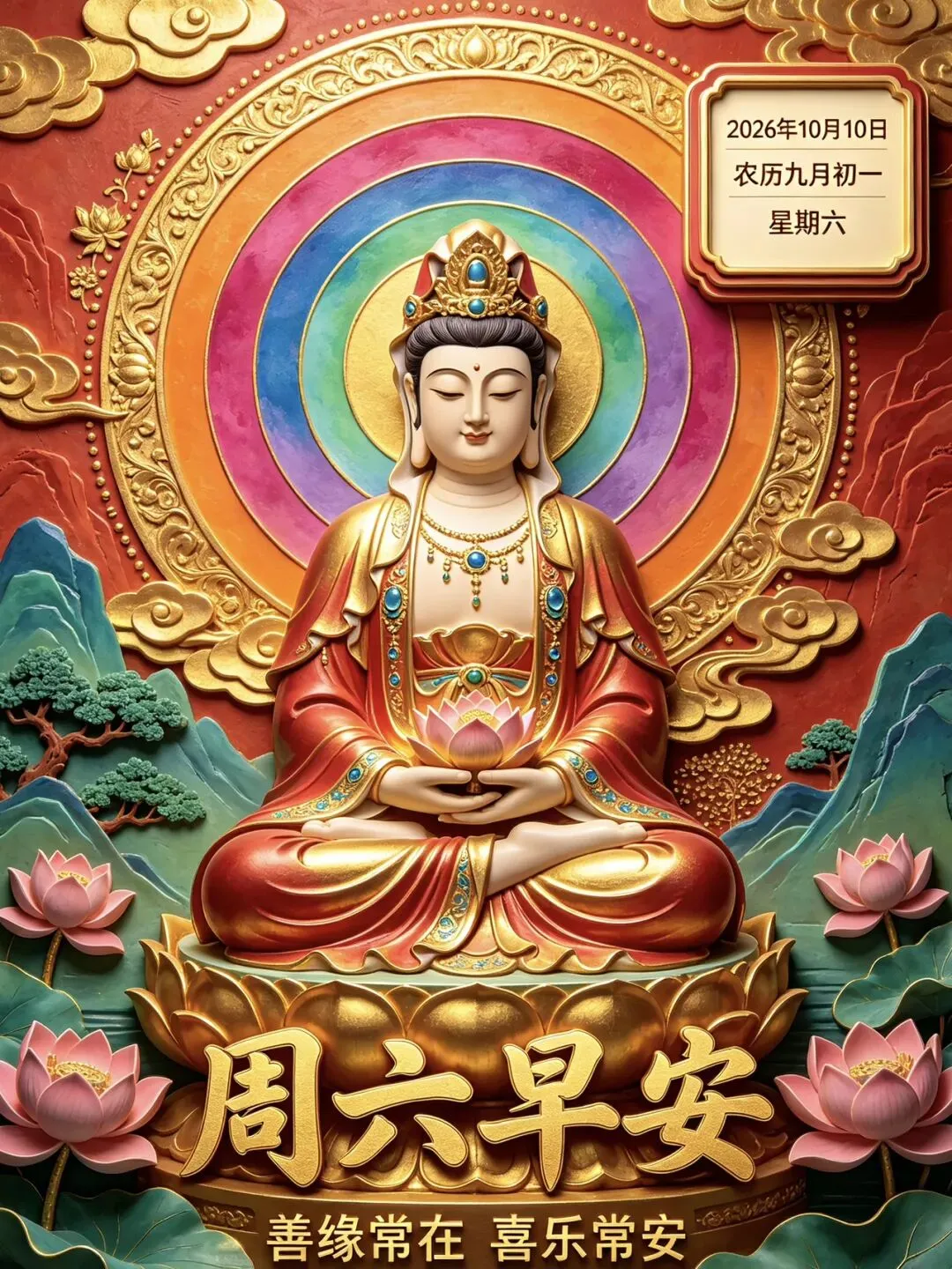 九月初一,香期吉日,29张观音早上好图片带日期,愿心怀善念,承蒙菩萨护佑,福气常伴左右-第20张图片-四季读书网