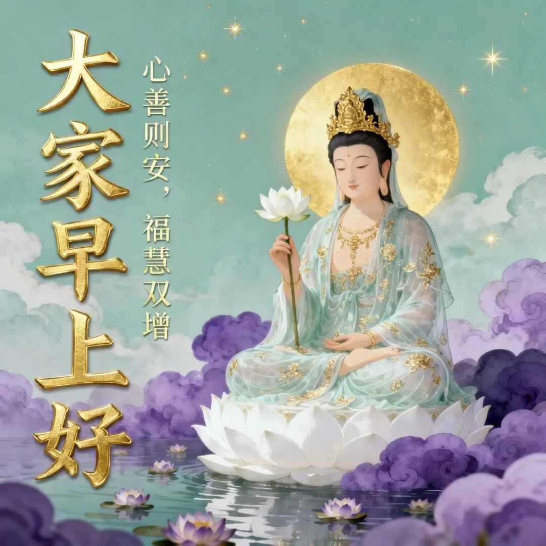 九月初一,香期吉日,29张观音早上好图片带日期,愿心怀善念,承蒙菩萨护佑,福气常伴左右-第24张图片-四季读书网
