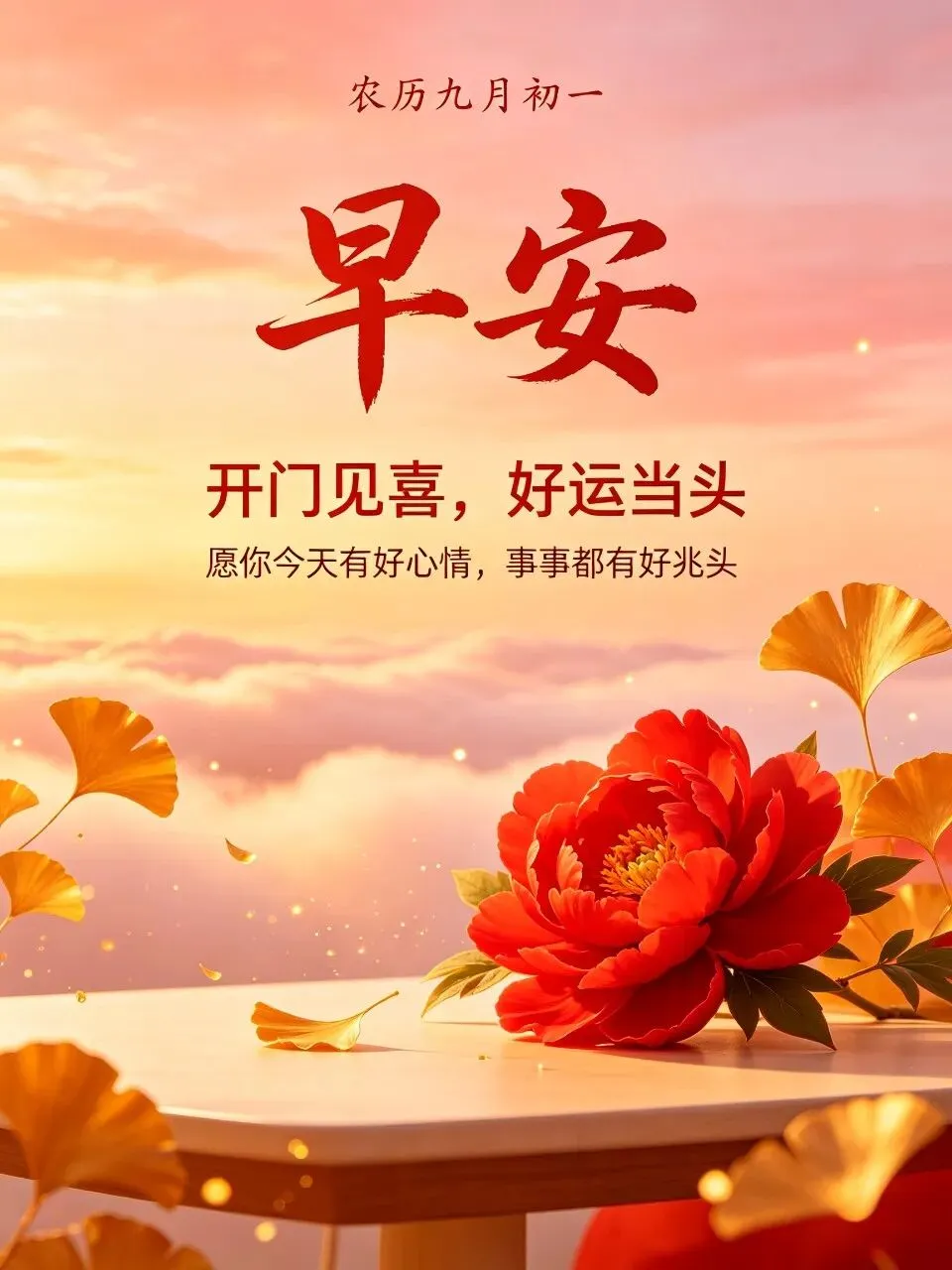 农历九月初一吉祥16张喜庆早安美图祝福语|新月启序,愿岁岁平安,万事皆顺遂-第1张图片-四季读书网