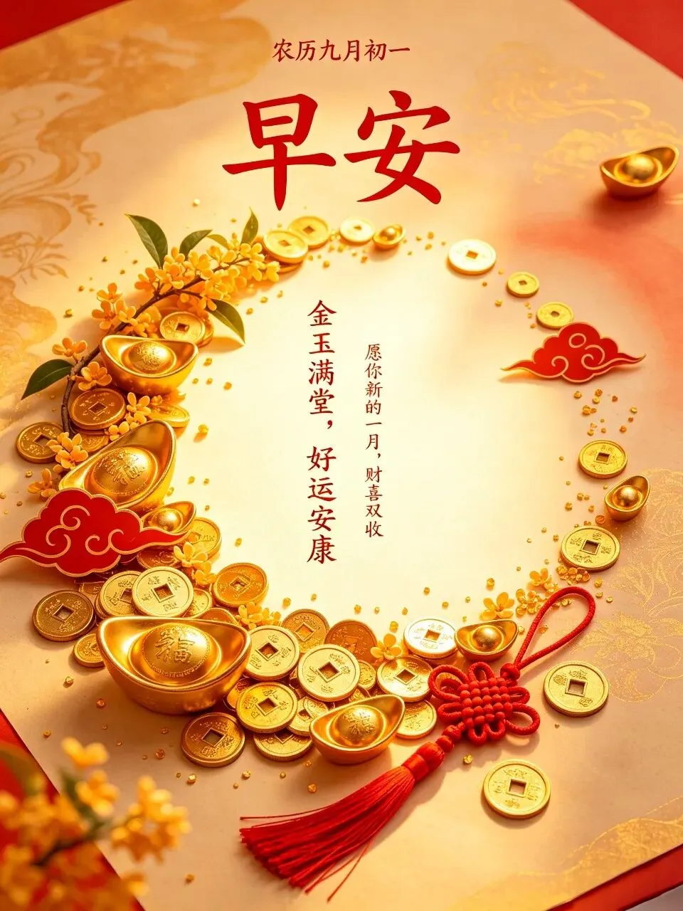 农历九月初一吉祥16张喜庆早安美图祝福语|新月启序,愿岁岁平安,万事皆顺遂-第3张图片-四季读书网