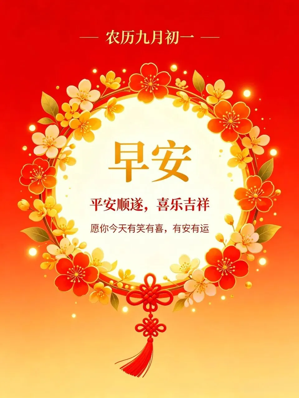 农历九月初一吉祥16张喜庆早安美图祝福语|新月启序,愿岁岁平安,万事皆顺遂-第5张图片-四季读书网