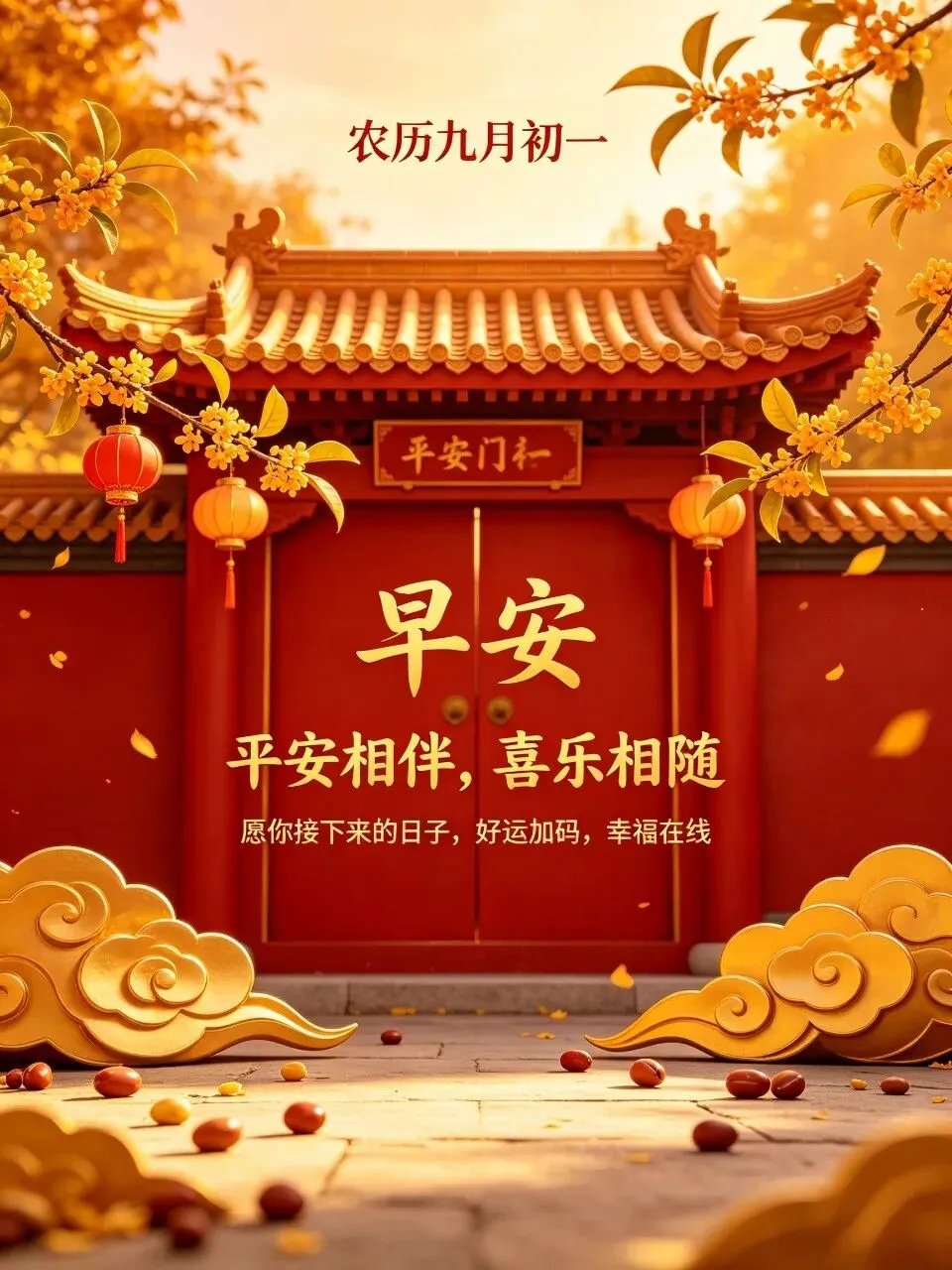 农历九月初一吉祥16张喜庆早安美图祝福语|新月启序,愿岁岁平安,万事皆顺遂-第6张图片-四季读书网