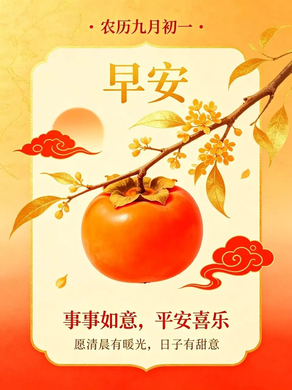 农历九月初一吉祥16张喜庆早安美图祝福语|新月启序,愿岁岁平安,万事皆顺遂-第7张图片-四季读书网