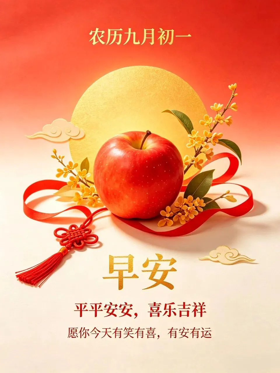 农历九月初一吉祥16张喜庆早安美图祝福语|新月启序,愿岁岁平安,万事皆顺遂-第9张图片-四季读书网