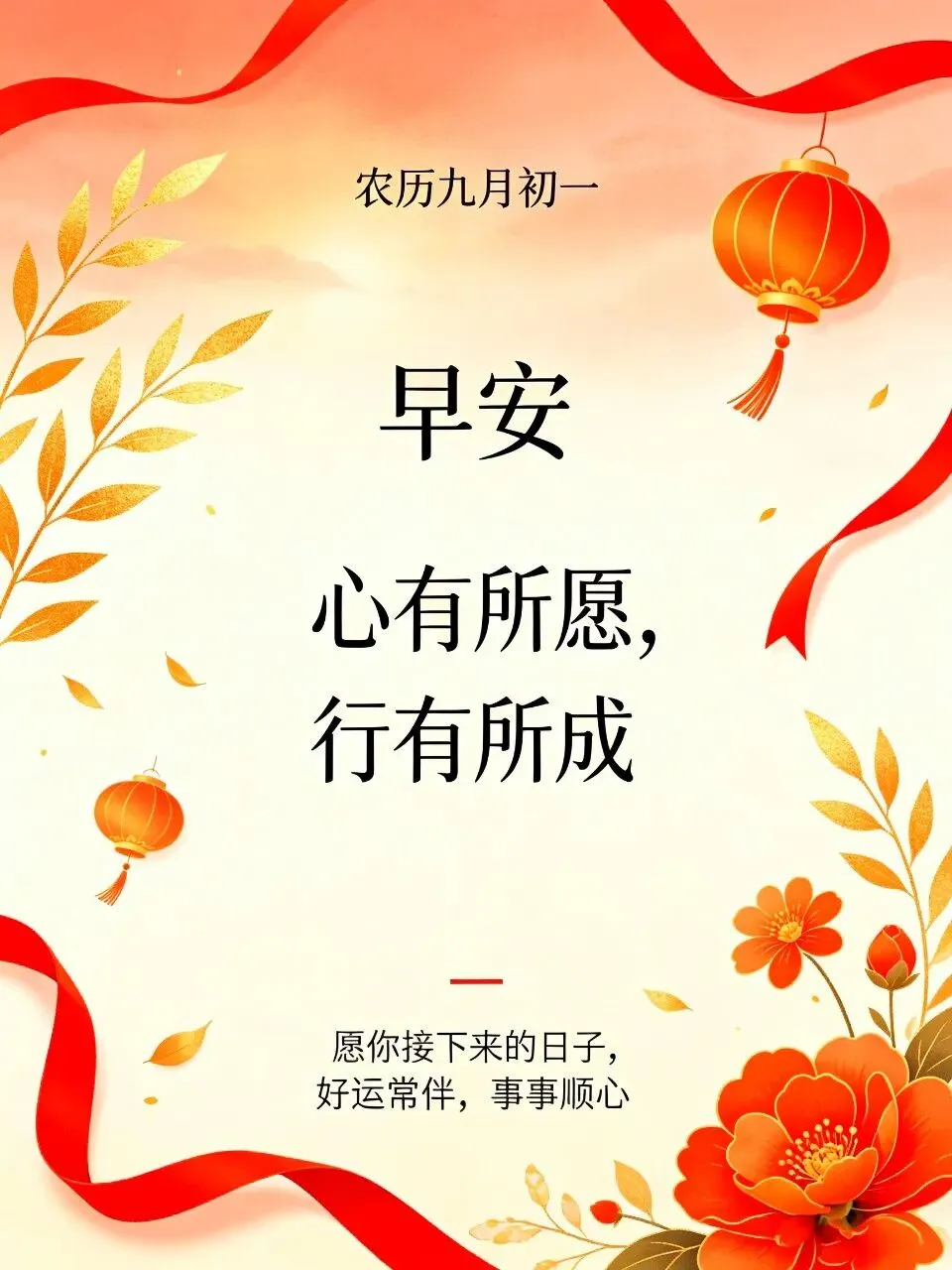 农历九月初一吉祥16张喜庆早安美图祝福语|新月启序,愿岁岁平安,万事皆顺遂-第14张图片-四季读书网