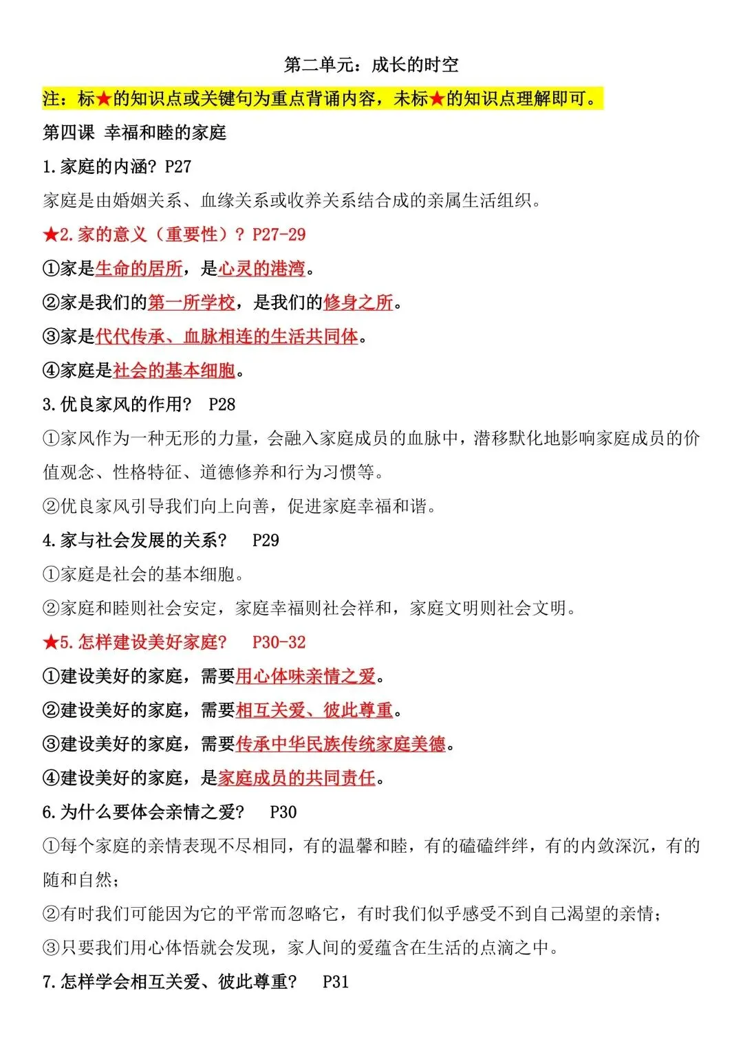 初一新教材 2026 七上道法全册考点知识清单梳理必背总结,电子打印版!-第5张图片-四季读书网 初一新教材 2026 七上道法全册考点知识清单梳理必背总结,电子打印版!-第5张图片-四季读书网