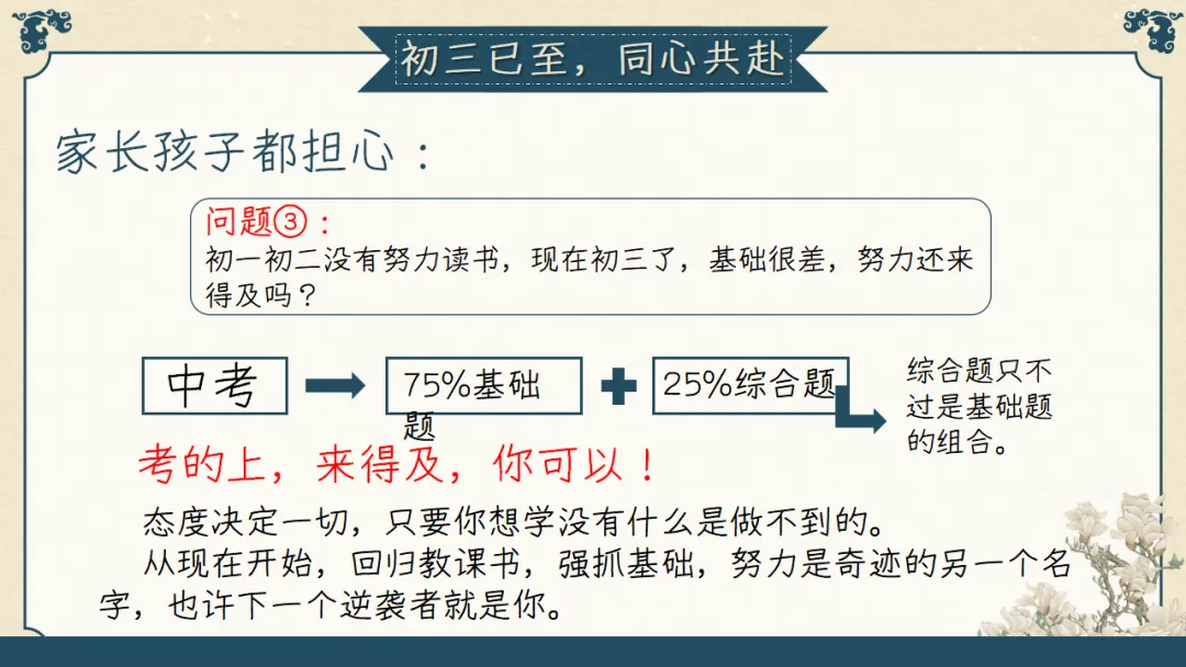 【初三】【秋季上】期中家长会:初三已至,同心共赴,厉害的班主任这样开(附69页ppt课件)-第61张图片-四季读书网 【初三】【秋季上】期中家长会:初三已至,同心共赴,厉害的班主任这样开(附69页ppt课件)-第61张图片-四季读书网