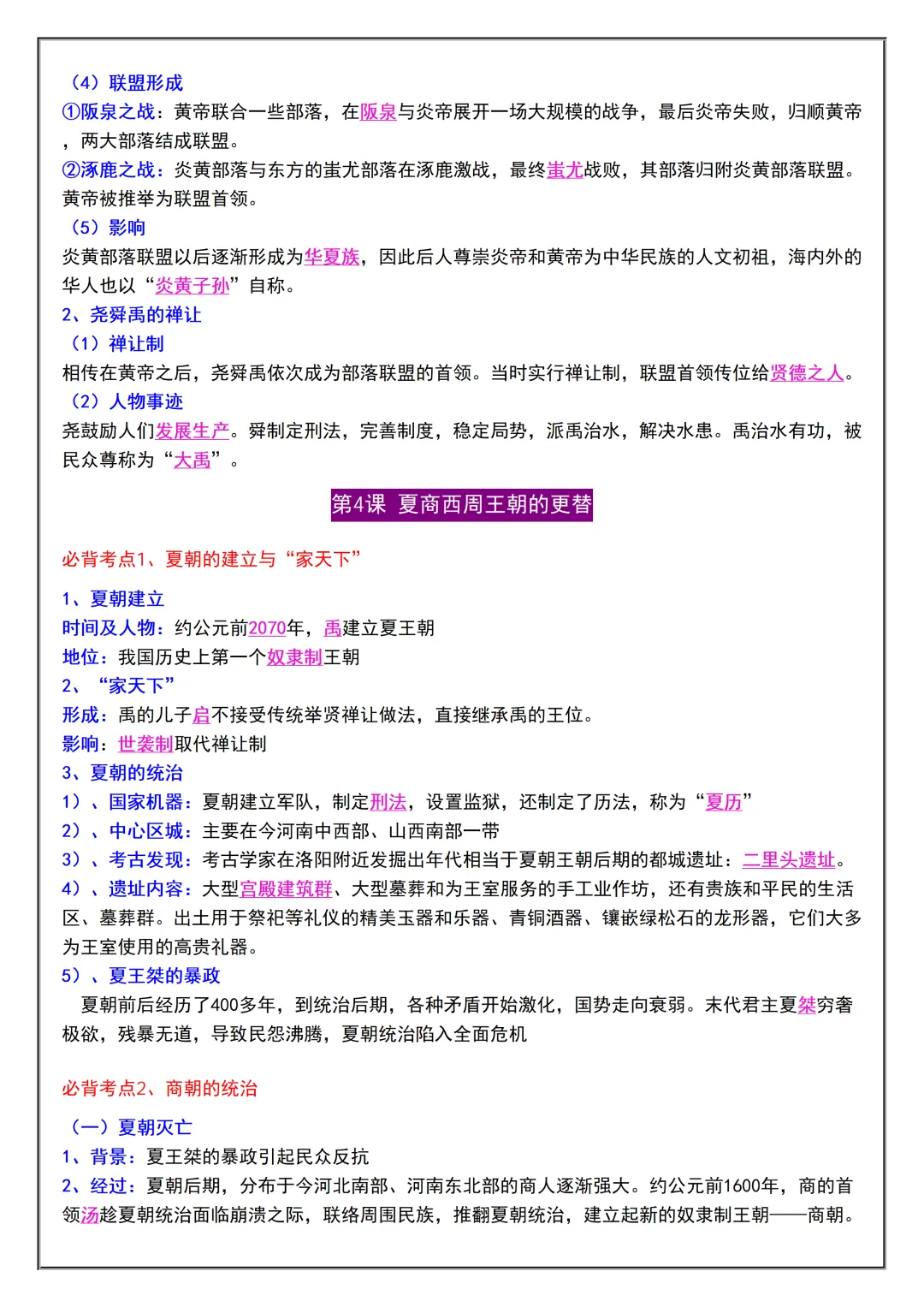 初一2026新版七年级上册历史全册必背考点题型知识点总结(电子版可打印)-第6张图片-四季读书网 初一2026新版七年级上册历史全册必背考点题型知识点总结(电子版可打印)-第6张图片-四季读书网