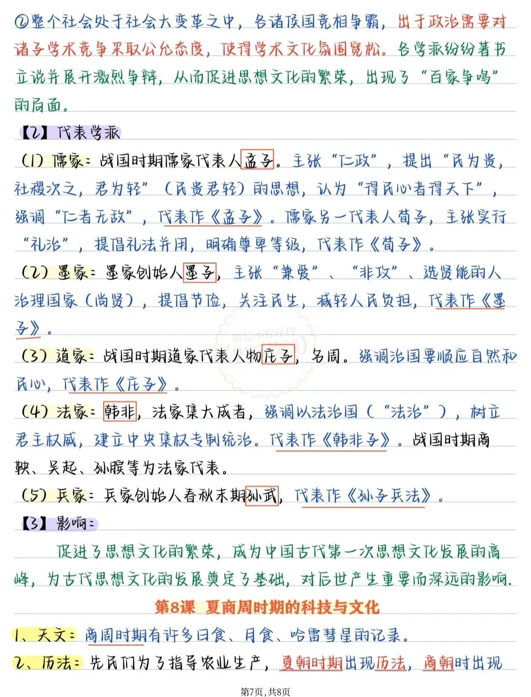 初一历史第二单元重点汇总!手写笔记搞定夏商西周考点-第7张图片-四季读书网