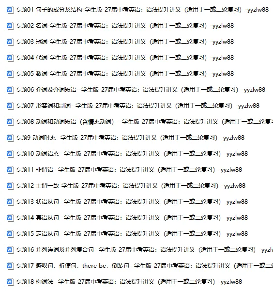 【27届中考英语】初三重点语法大全精编讲义-全国通用版,电子版打印下载-第2张图片-四季读书网