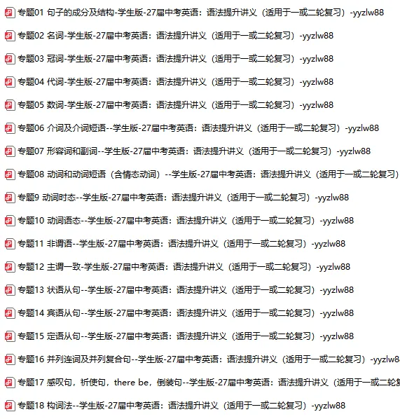 【27届中考英语】初三重点语法大全精编讲义-全国通用版,电子版打印下载-第3张图片-四季读书网
