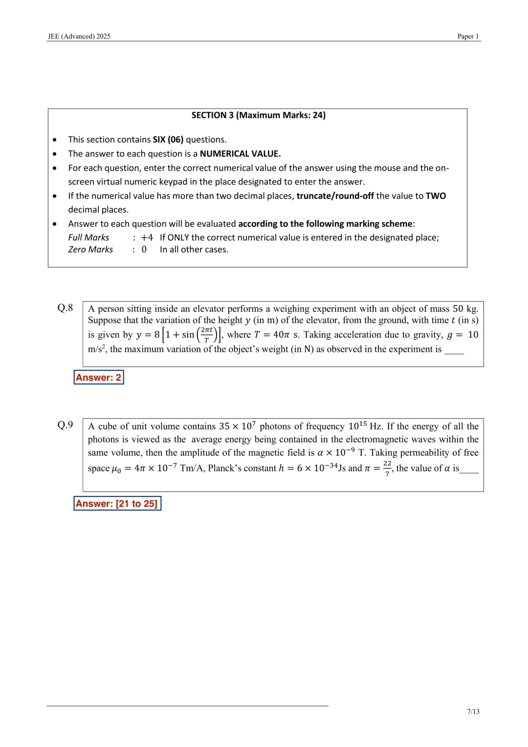 真题 I 《2025印度高考(卷一)》(印度理工学院联合入学考试)-第16张图片-四季读书网 真题 I 《2025印度高考(卷一)》(印度理工学院联合入学考试)-第16张图片-四季读书网