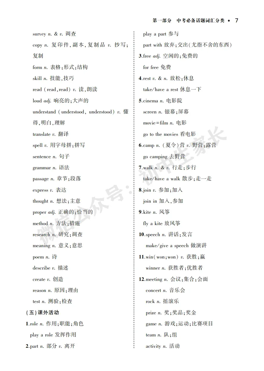 中考英语背诵手册:话题词汇+必背短语+构词法,告别零散记忆!-第9张图片-四季读书网