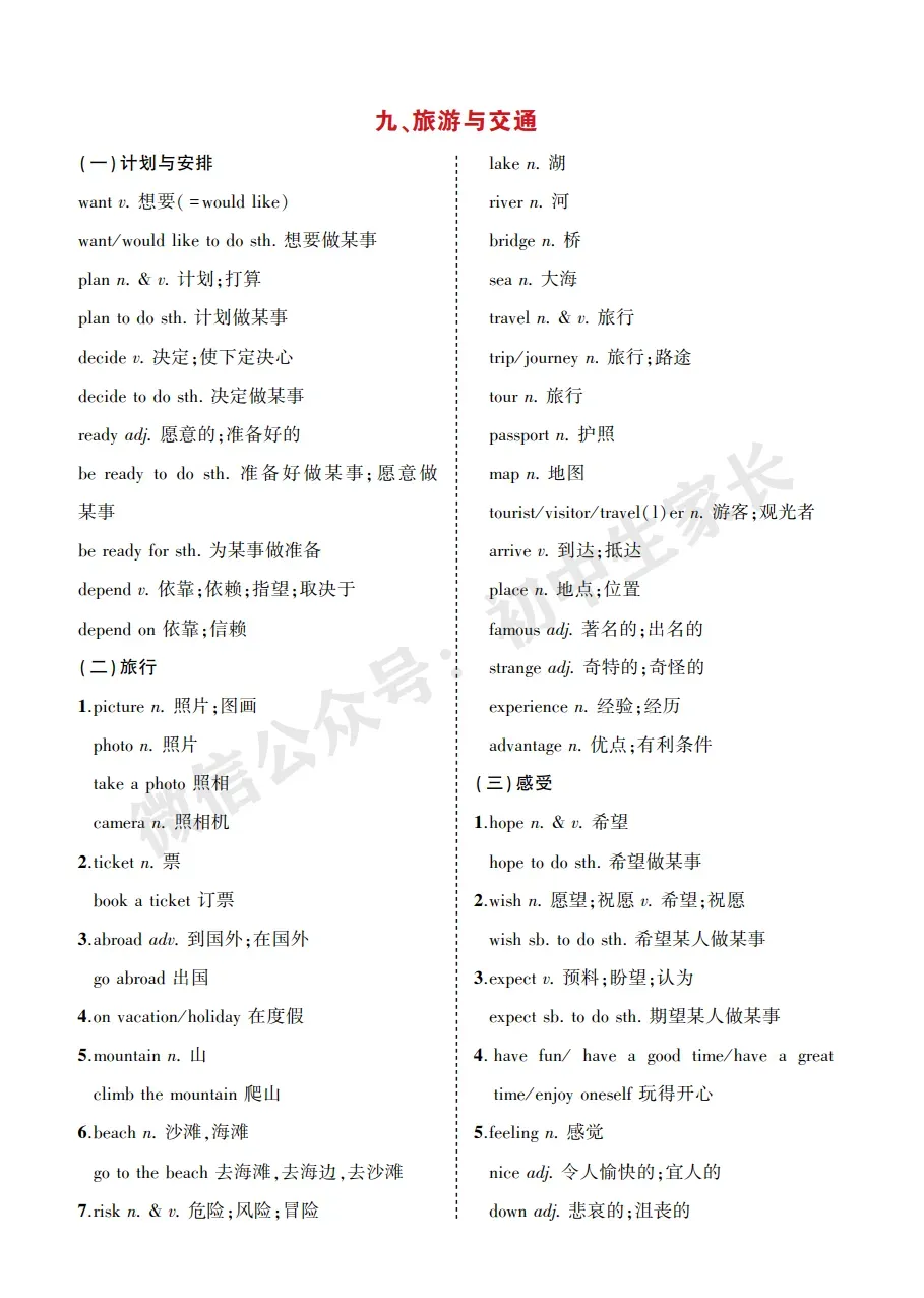 中考英语背诵手册:话题词汇+必背短语+构词法,告别零散记忆!-第20张图片-四季读书网