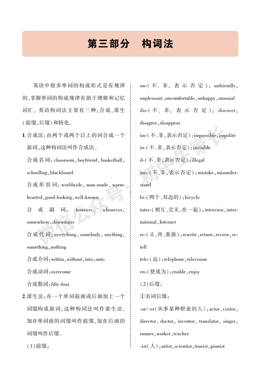 中考英语背诵手册:话题词汇+必背短语+构词法,告别零散记忆!-第46张图片-四季读书网