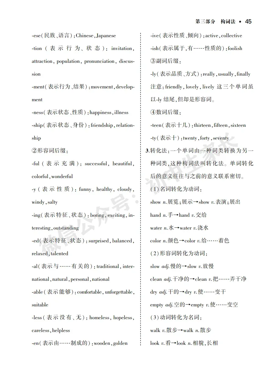 中考英语背诵手册:话题词汇+必背短语+构词法,告别零散记忆!-第47张图片-四季读书网