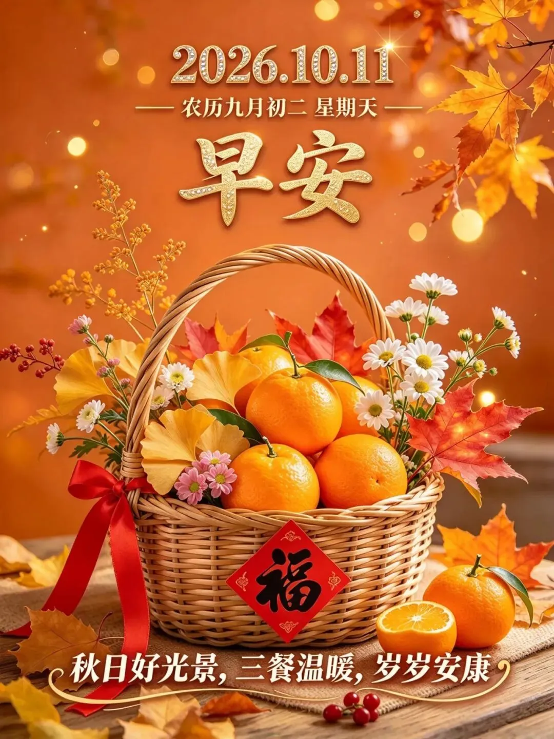 ²⁰²⁶/₁₀.₁₁ᵕ̈ᵕ̈ 农历九月初二,周日早安,最暖心的祝福语:愿你吉祥伴左右,如意又顺心-第4张图片-四季读书网