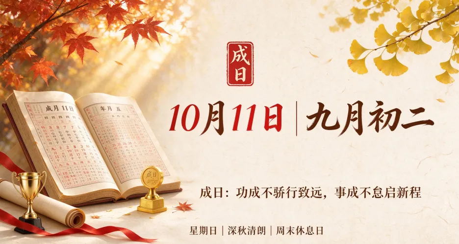10 月 11 日|九月初二:功成不骄行致远,事成不怠启新程-第1张图片-四季读书网