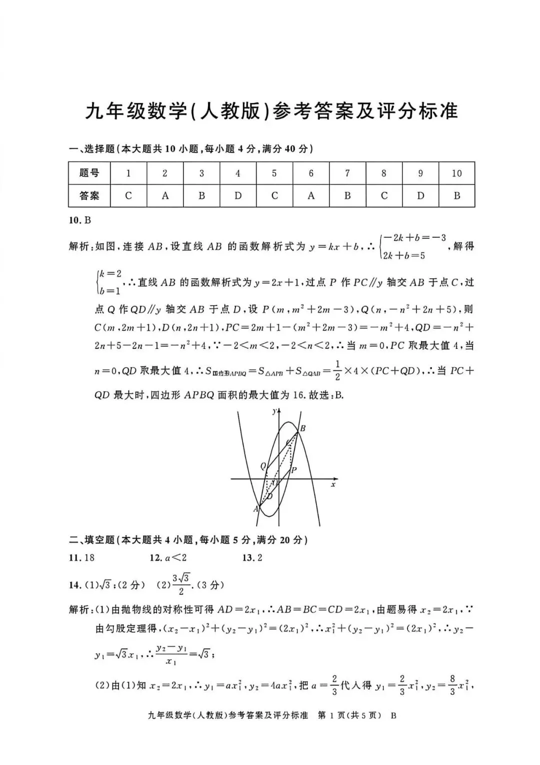 【初三月考】百校联赢2026-2027学年九上第一次月考B卷数学人教版和答案-第5张图片-四季读书网