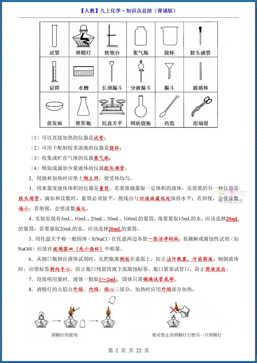 26秋初三 九年级上册化学《知识点总结》背诵+默写 共44页 可打印-第2张图片-四季读书网 26秋初三 九年级上册化学《知识点总结》背诵+默写 共44页 可打印-第2张图片-四季读书网