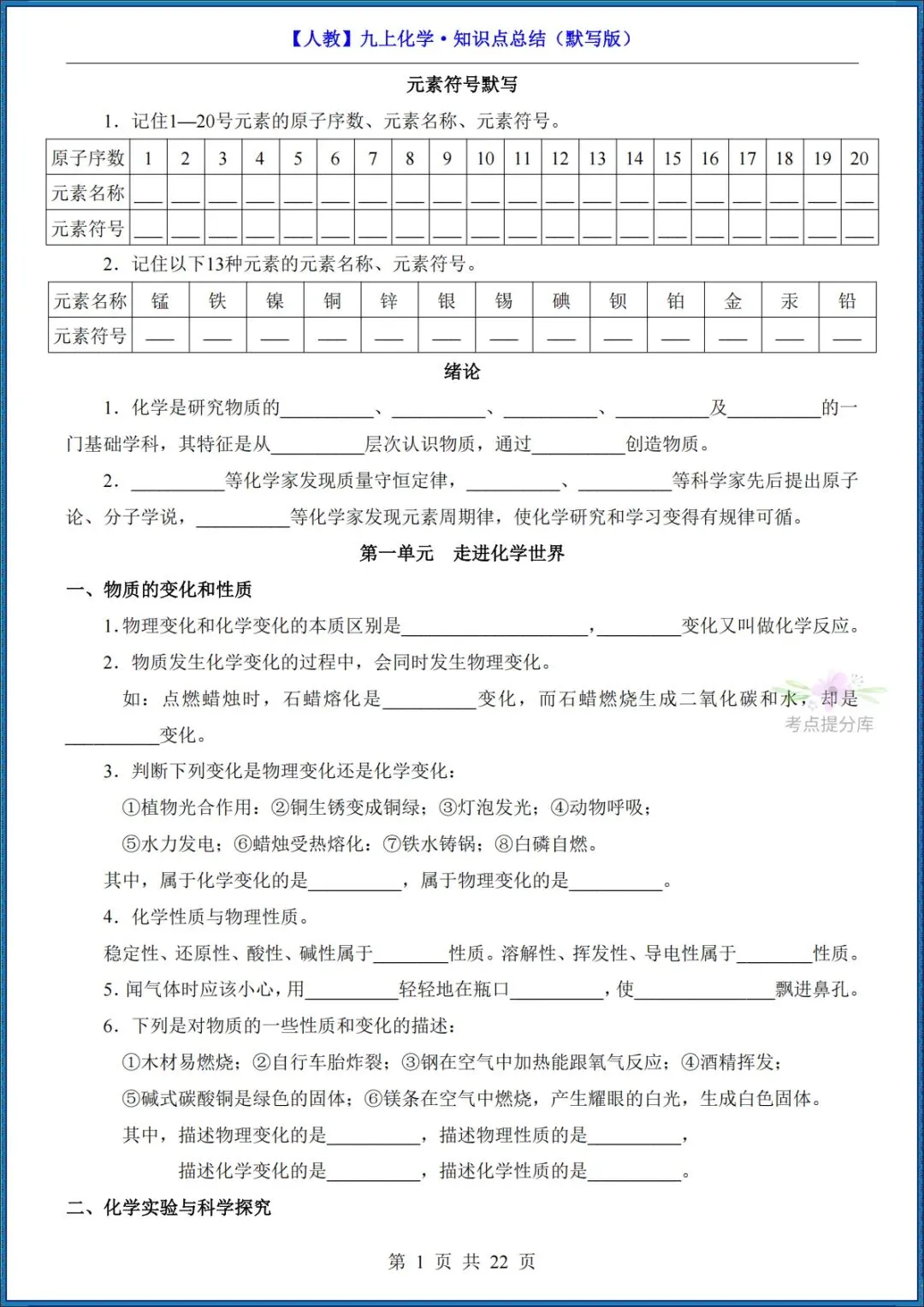 26秋初三 九年级上册化学《知识点总结》背诵+默写 共44页 可打印-第13张图片-四季读书网 26秋初三 九年级上册化学《知识点总结》背诵+默写 共44页 可打印-第13张图片-四季读书网