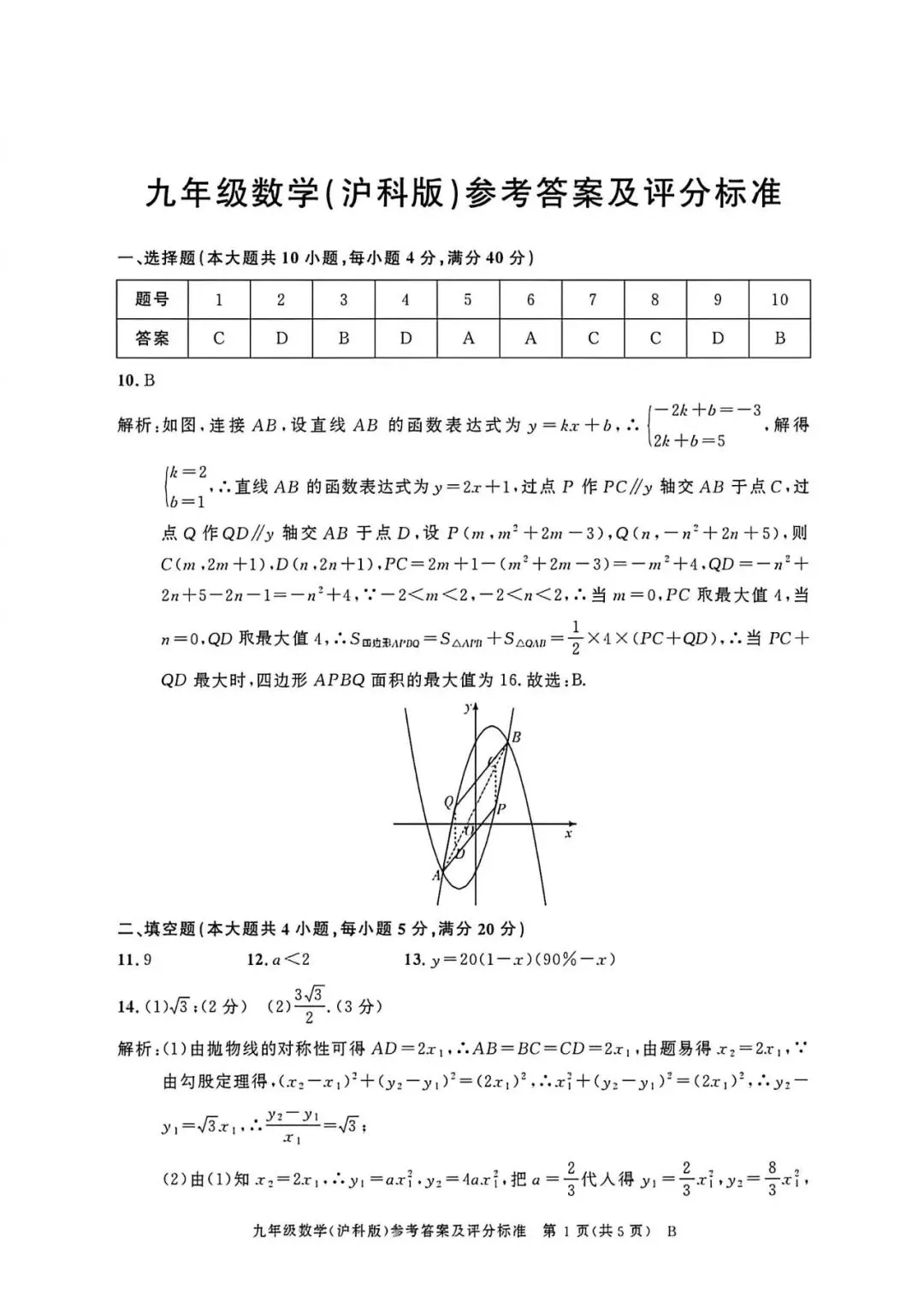 【初三月考】百校联赢2026-2027学年九上第一次月考B卷数学沪科版试卷和答案-第5张图片-四季读书网