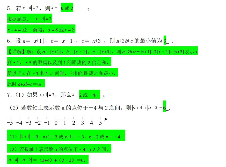 初一上数学绝对值四大题型分类-第2张图片-四季读书网