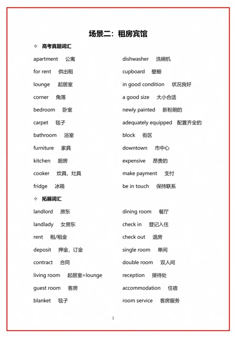 高考听力21场景单词汇(22页,POF版)-第3张图片-四季读书网