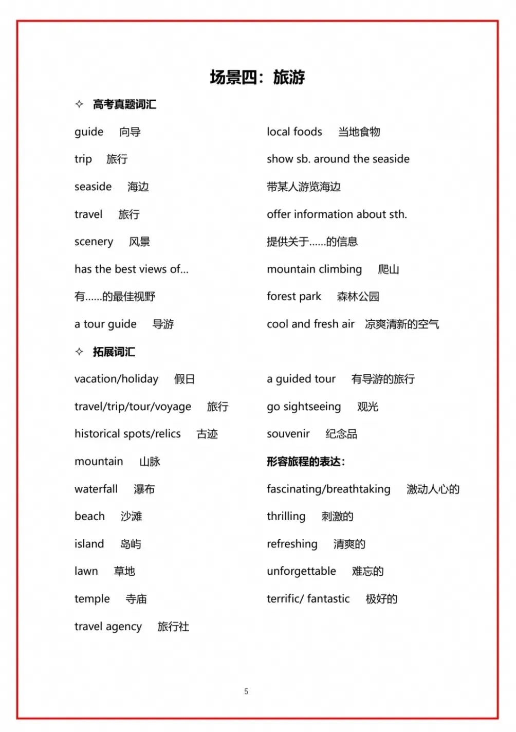 高考听力21场景单词汇(22页,POF版)-第5张图片-四季读书网