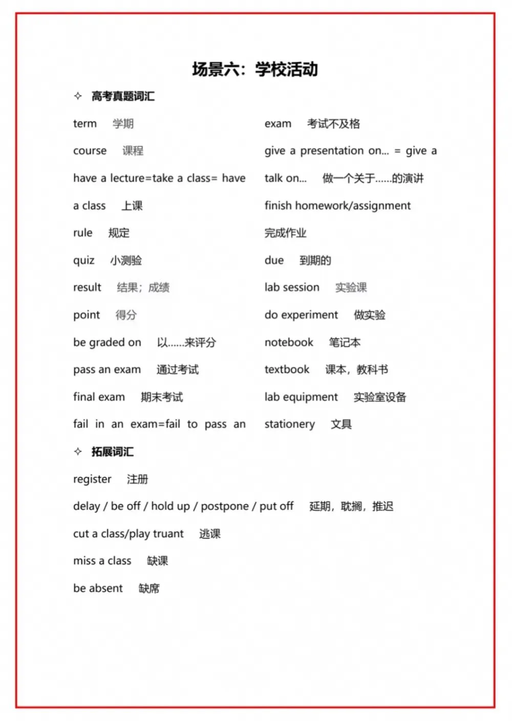 高考听力21场景单词汇(22页,POF版)-第7张图片-四季读书网