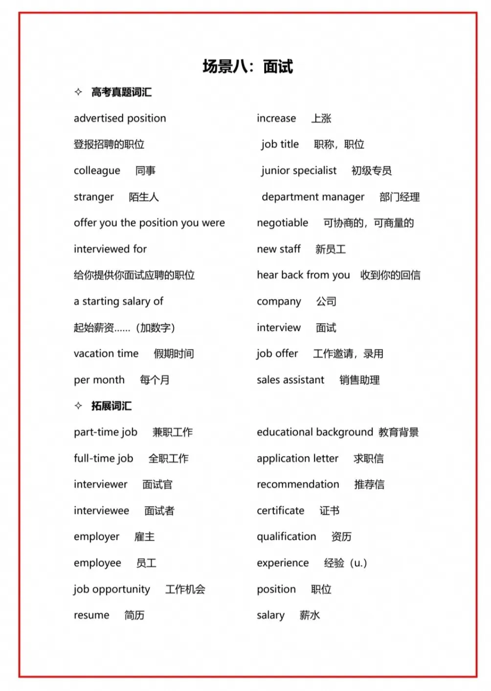 高考听力21场景单词汇(22页,POF版)-第9张图片-四季读书网