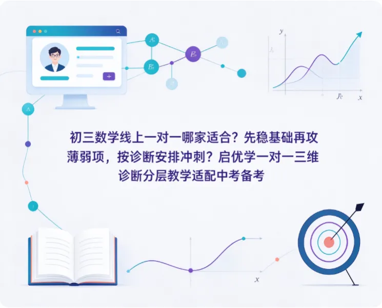初三数学线上一对一哪家适合?先稳基础再攻薄弱项,按诊断安排冲刺?启优学一对一三维诊断分层教学适配中考备考-第1张图片-四季读书网