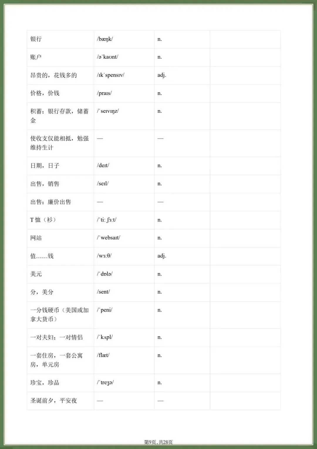 最新版.初三英语|26秋新外研版九年级上册英语.单词背诵表(默写英文+默写中文)单词音频,电子版可下载打印-第9张图片-四季读书网 最新版.初三英语|26秋新外研版九年级上册英语.单词背诵表(默写英文+默写中文)单词音频,电子版可下载打印-第9张图片-四季读书网