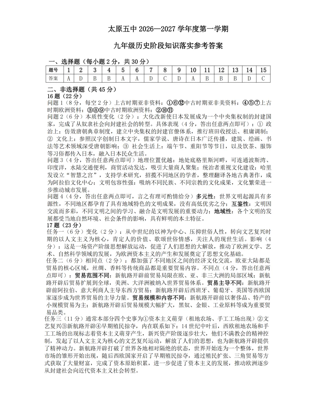 2026-2027太原五中初三10月月考历史及答案-第7张图片-四季读书网 2026-2027太原五中初三10月月考历史及答案-第7张图片-四季读书网