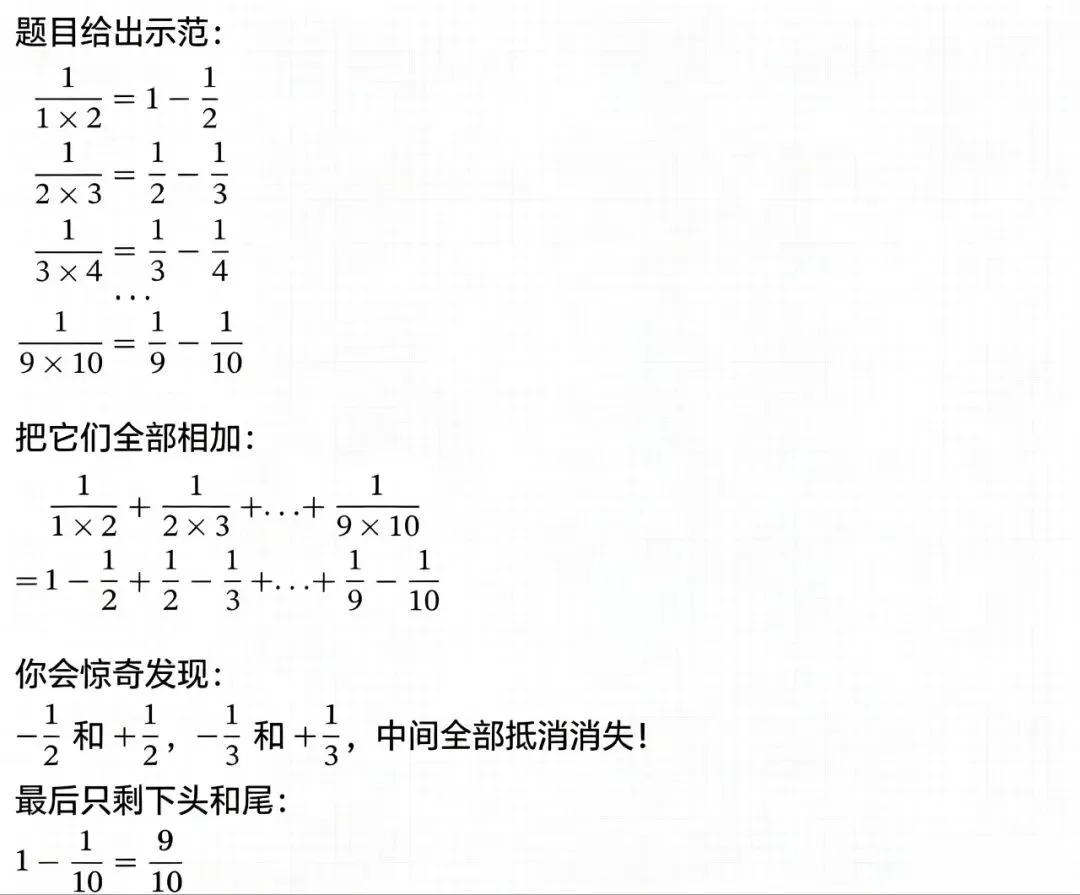 初一月考裂项相消:学会拆分数,难题直接消掉一大半-第3张图片-四季读书网