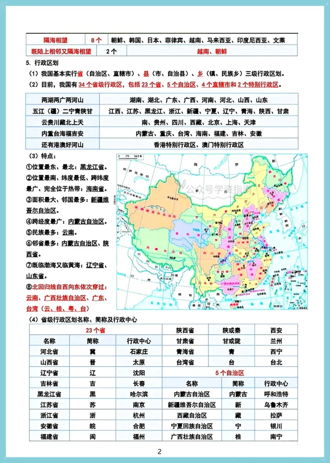 初二地理|2026年人教版八上地理全册知识点汇总,可打印背诵!-第4张图片-四季读书网 初二地理|2026年人教版八上地理全册知识点汇总,可打印背诵!-第4张图片-四季读书网