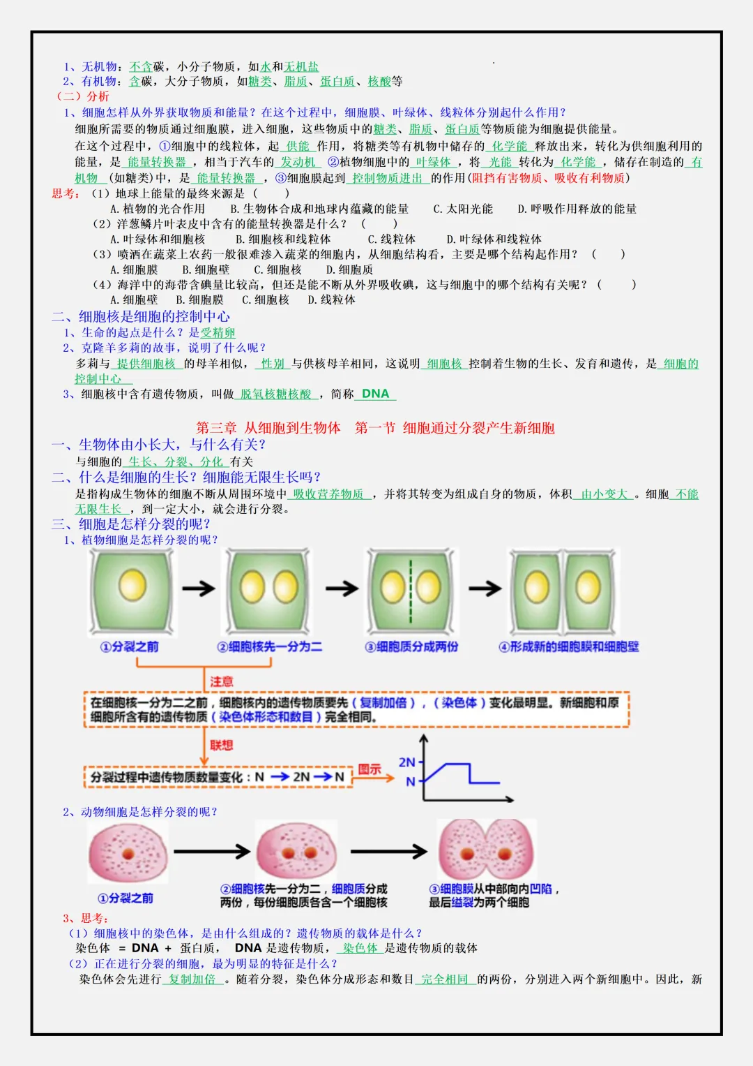 【初一】2026秋七年级上册生物全册必背常考知识点总结,有完整版可打印,建议家长领取一份打印给孩子!-第8张图片-四季读书网 【初一】2026秋七年级上册生物全册必背常考知识点总结,有完整版可打印,建议家长领取一份打印给孩子!-第8张图片-四季读书网