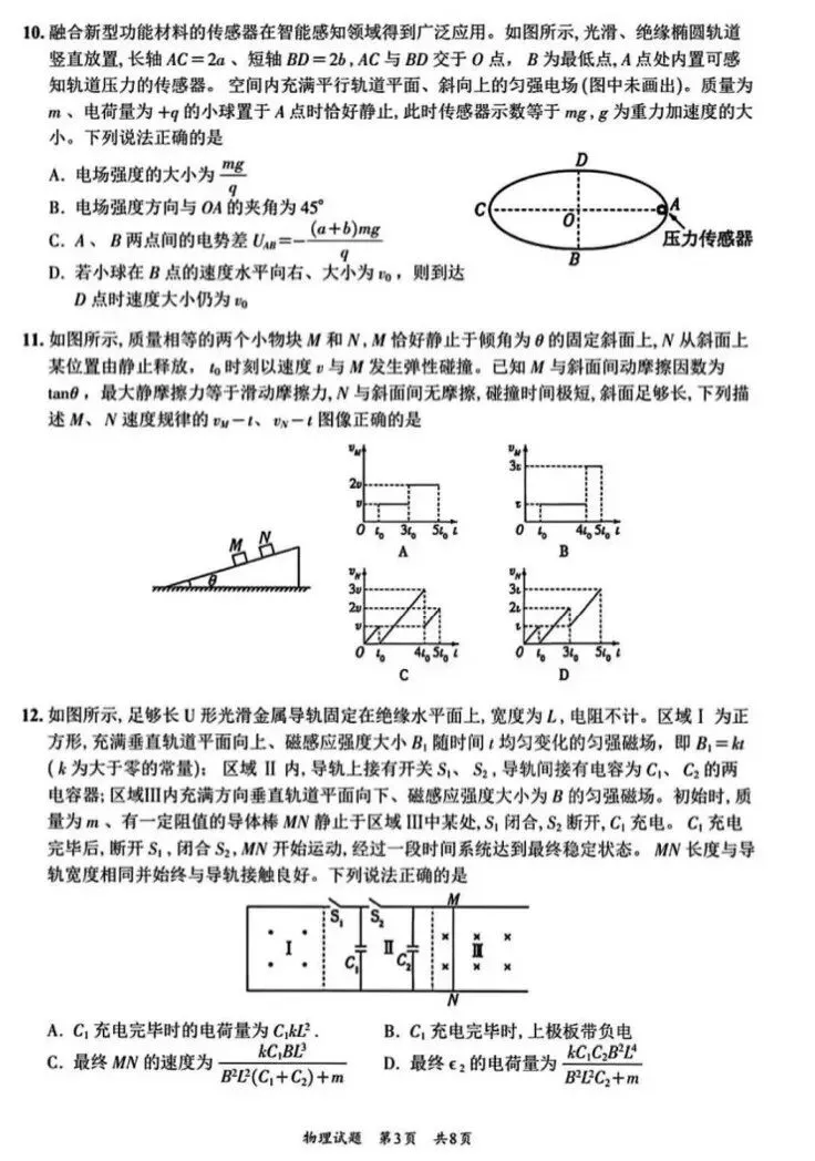【高考真题】2026年山东省高考物理真题——高考试卷 、参考答案及多维细目表-第3张图片-四季读书网
