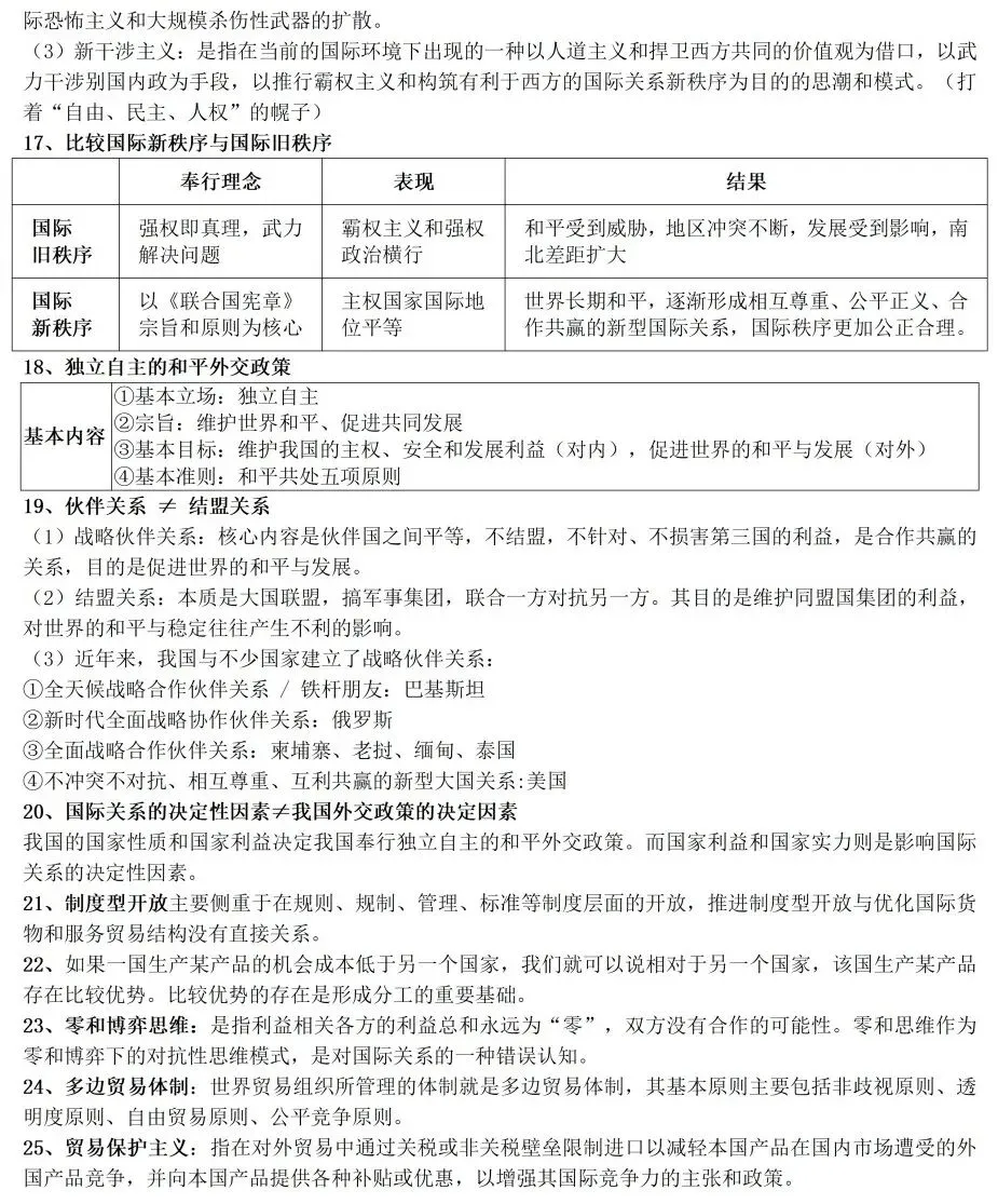 高考政治教材客观题核心知识细节整理-第27张图片-四季读书网