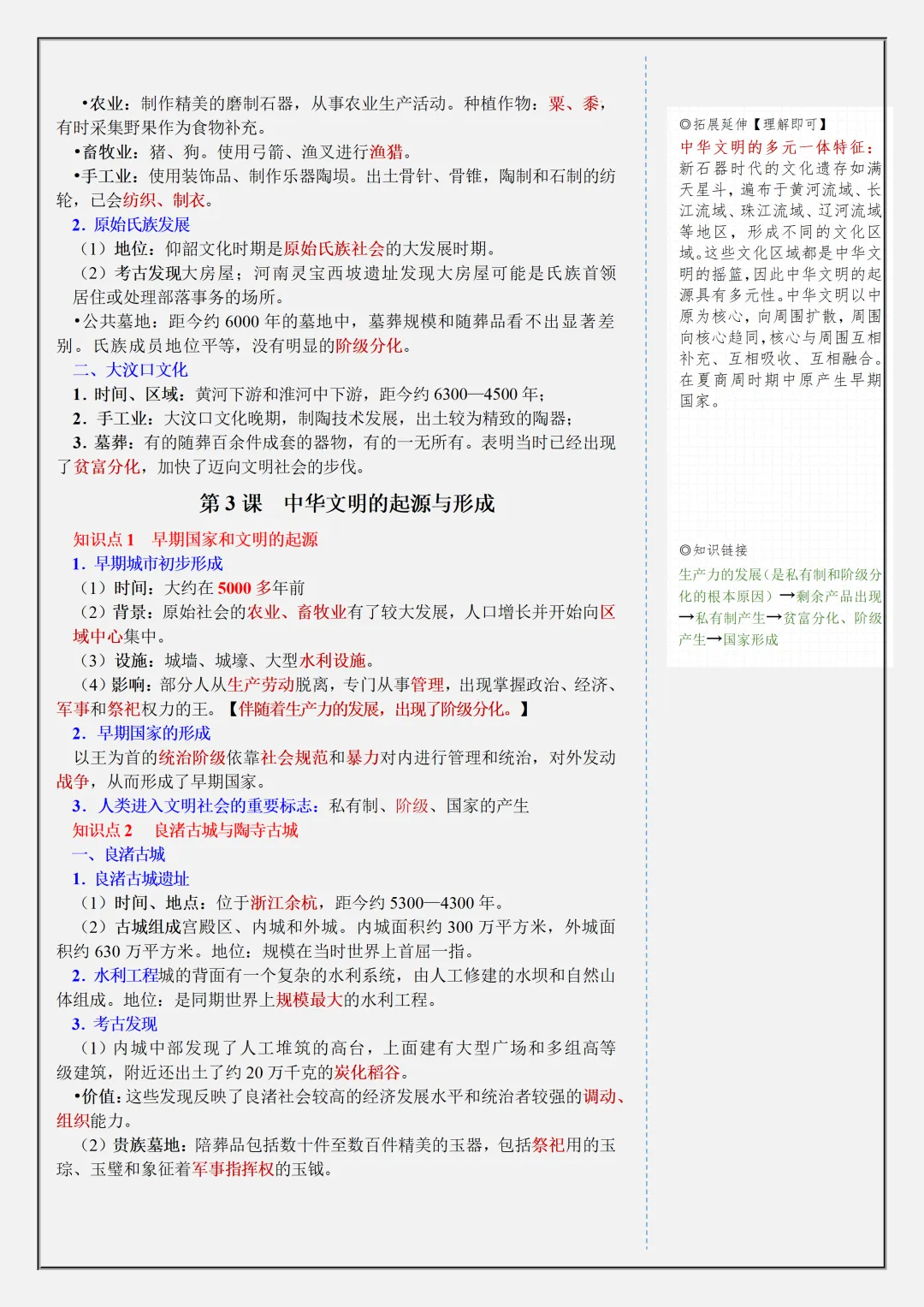 【初一】新版七上历史全册复习单元核心知识点清单,完整版可打印(2026)-第5张图片-四季读书网