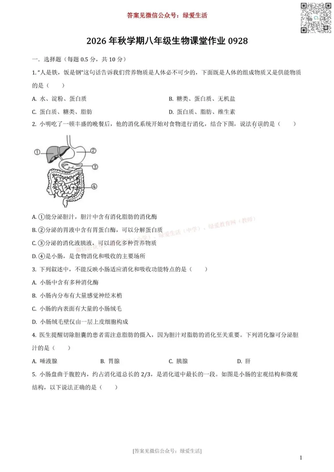 【大丰实验】初二第一次月考8门试卷+答案(26年秋)-第4张图片-四季读书网 【大丰实验】初二第一次月考8门试卷+答案(26年秋)-第4张图片-四季读书网