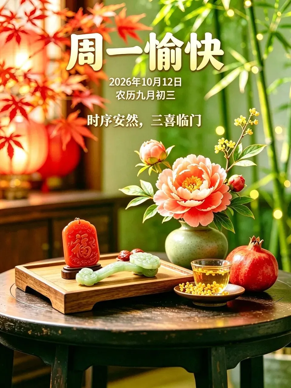 农历九月初三,秋纳吉光,愿你三喜临门,两全和顺,久伴安康,岁岁得福-第2张图片-四季读书网