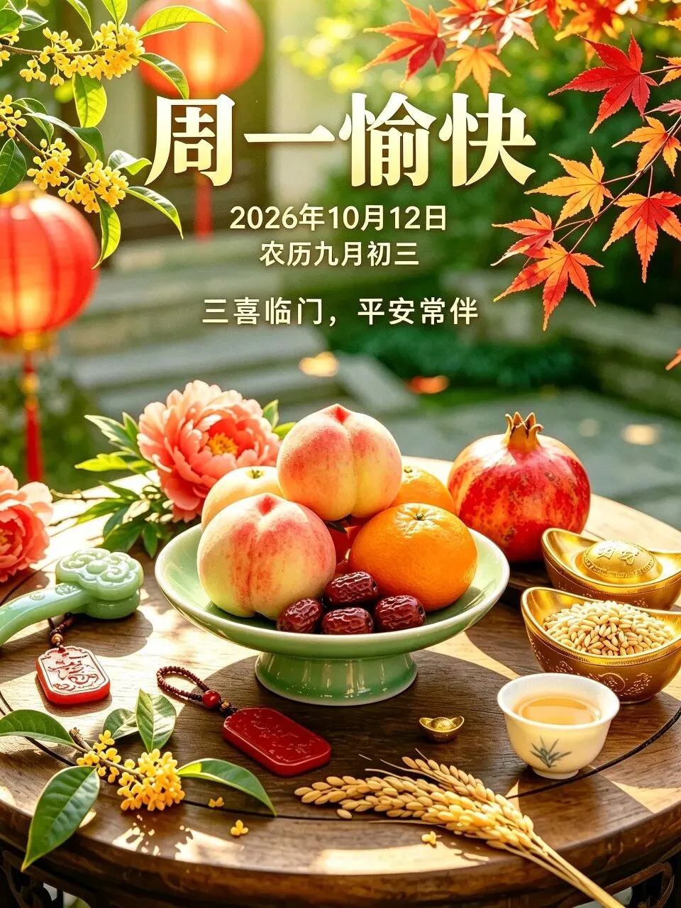 农历九月初三,秋纳吉光,愿你三喜临门,两全和顺,久伴安康,岁岁得福-第8张图片-四季读书网