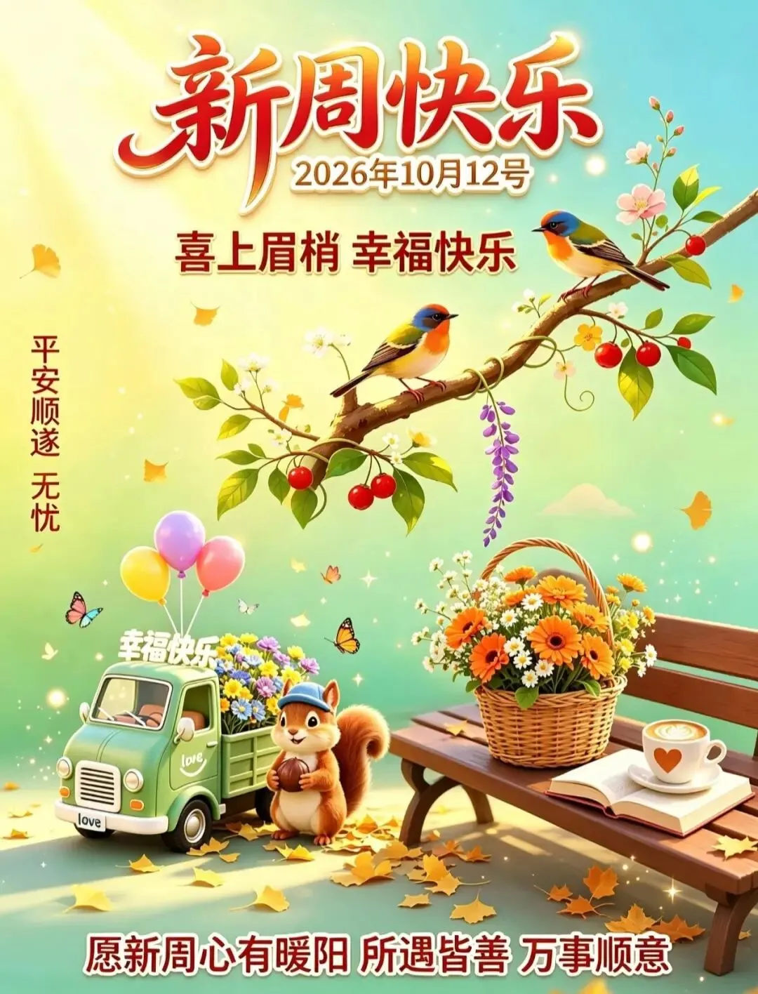 “新周快乐(农历九初三),发一条不一样的朋友圈,愿新周平安喜乐,万事顺心!”-第2张图片-四季读书网